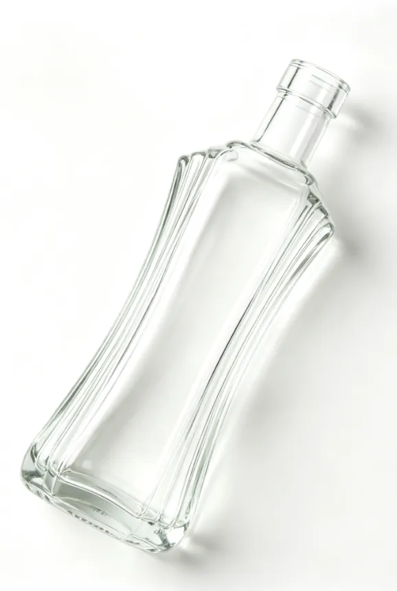 500ml Curved Fluted Tequila Glass Bottle clear naked flat mouth empty spirit bottle