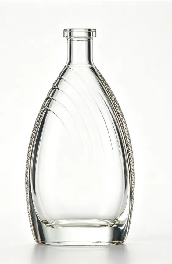 750ml Curved Teardrop Luxury Tequila Glass Bottle clear naked flat‑mouth empty super flint glass bottle
