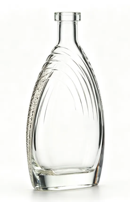 750ml Curved Teardrop Luxury Tequila Glass Bottle clear naked flat‑mouth empty super flint glass bottle