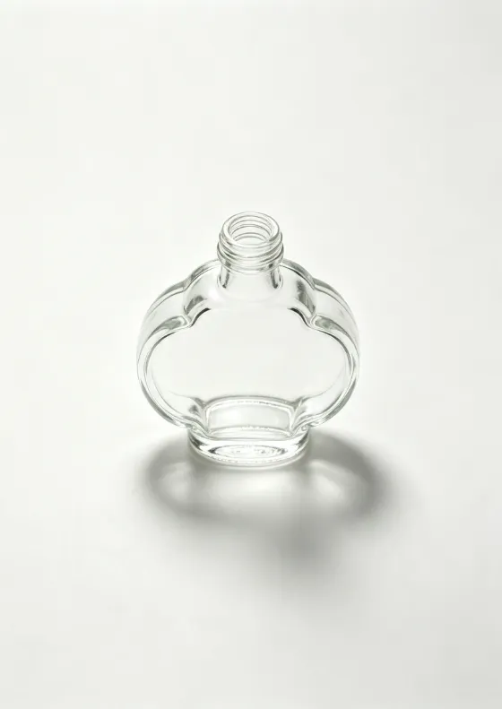 500ml flat four-lobed arc empty brandy glass bottle with threaded neck