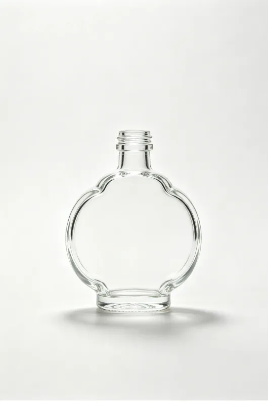 500ml flat four-lobed arc empty brandy glass bottle with threaded neck
