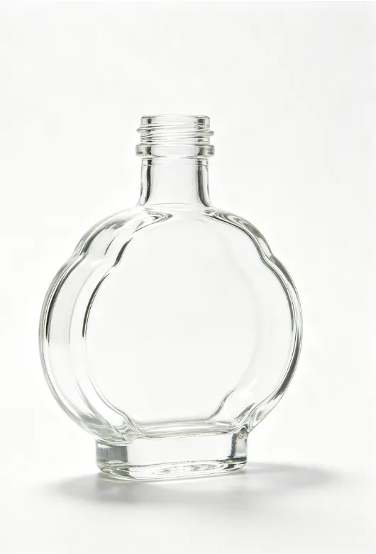 500ml flat four-lobed arc empty brandy glass bottle with threaded neck