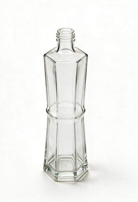 1000ml Hex Bamboo Empty Rum Glass Bottle With Threaded Neck | Large Capacity Spirit Container