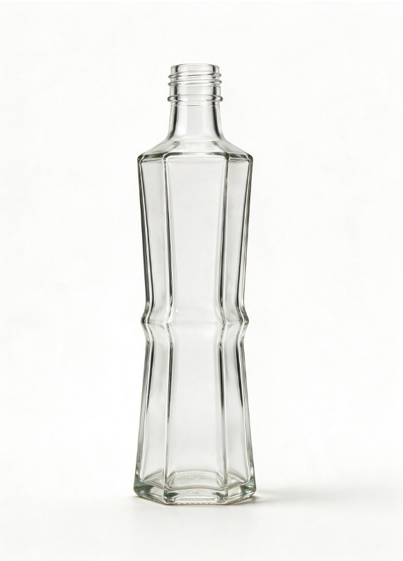 1000ml Hex Bamboo Empty Rum Glass Bottle With Threaded Neck | Large Capacity Spirit Container
