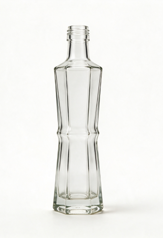 1000ml Hex Bamboo Empty Rum Glass Bottle With Threaded Neck | Large Capacity Spirit Container