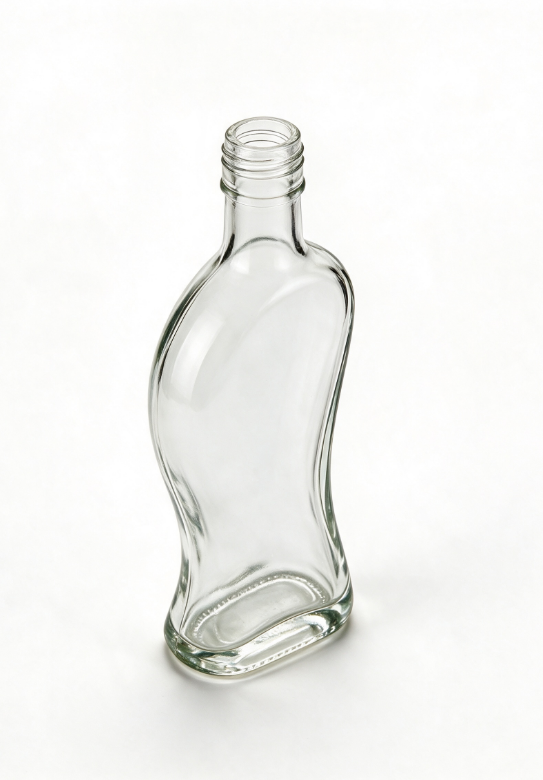 1000ml shell curve empty rum glass bottle with threaded neck