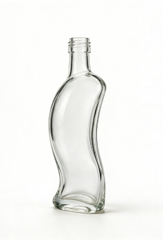 1000ml shell curve empty rum glass bottle with threaded neck