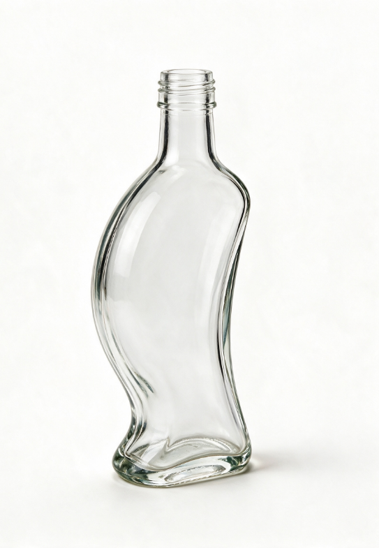 1000ml shell curve empty rum glass bottle with threaded neck