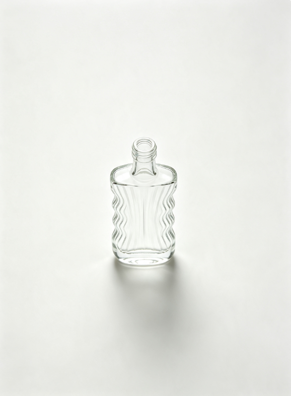 1000ml pleated fold empty rum glass bottle with threaded neck
