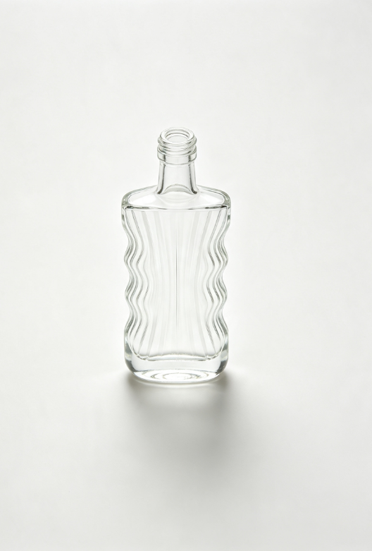 1000ml pleated fold empty rum glass bottle with threaded neck