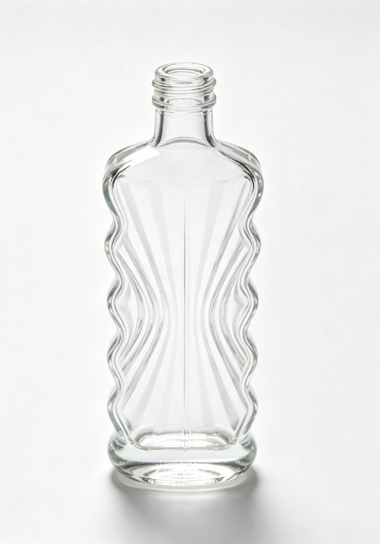 1000ml pleated fold empty rum glass bottle with threaded neck