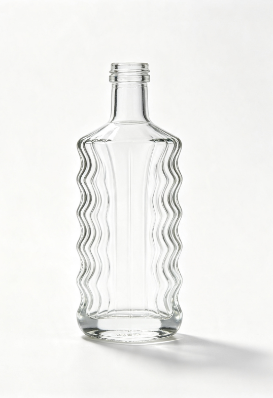 1000ml pleated fold empty rum glass bottle with threaded neck