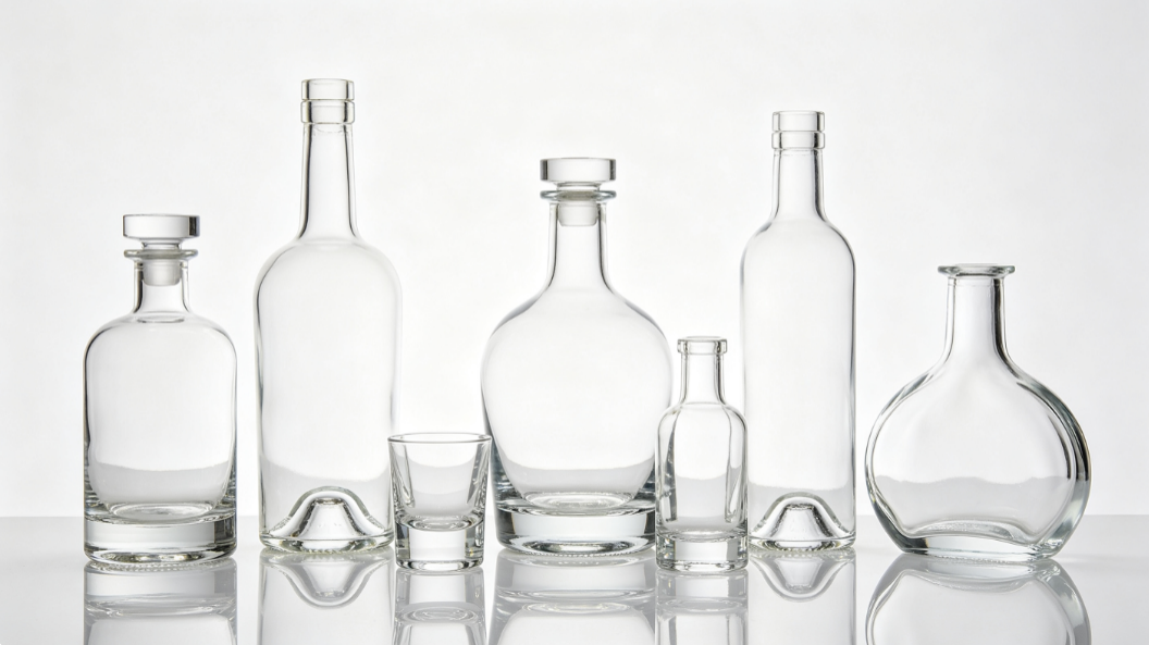 Custom spirits glass bottles for brandy, whisky, rum and craft distilled spirits