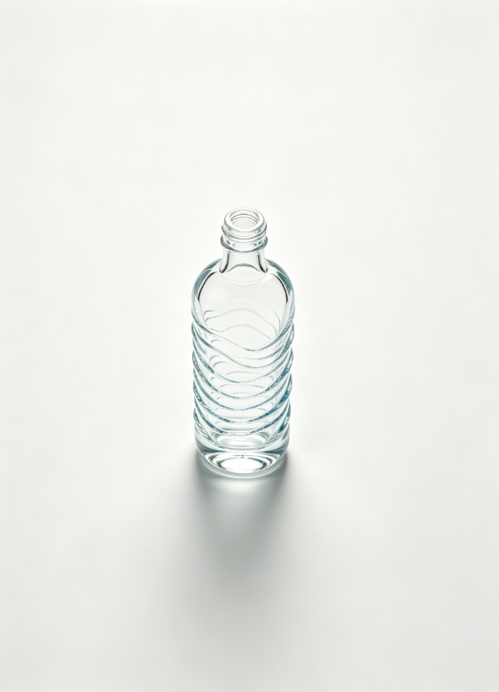 200ml wave ripple empty rum glass bottle with threaded neck