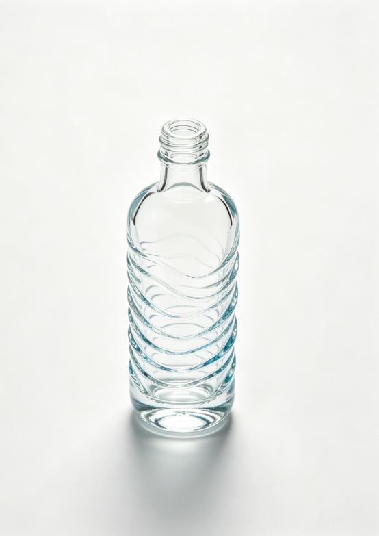 200ml wave ripple empty rum glass bottle with threaded neck