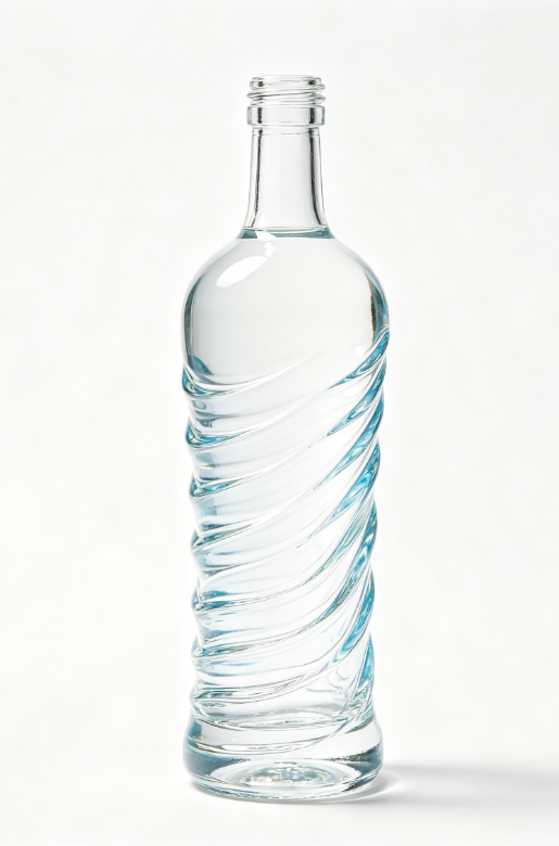 200ml wave ripple empty rum glass bottle with threaded neck