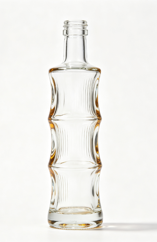 200ml wave ripple empty rum glass bottle with threaded neck