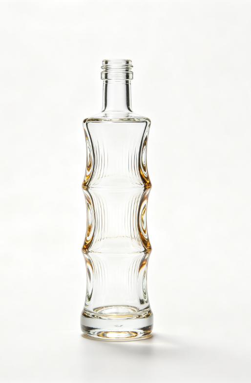 200ml wave ripple empty rum glass bottle with threaded neck