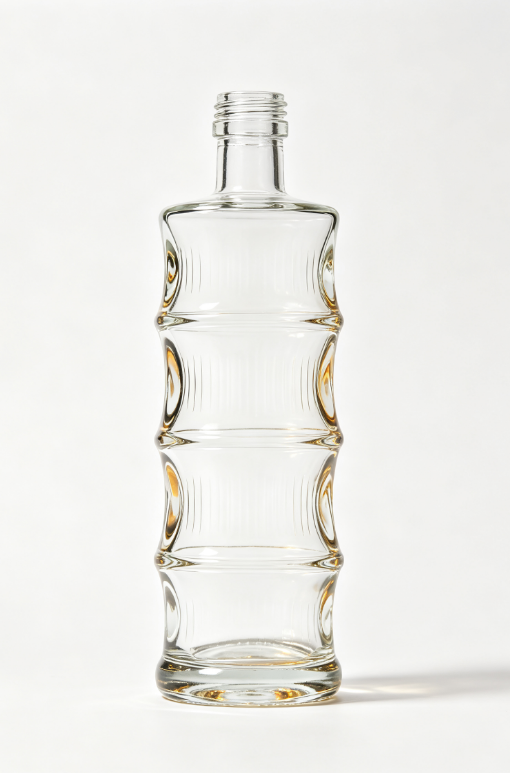 200ml wave ripple empty rum glass bottle with threaded neck