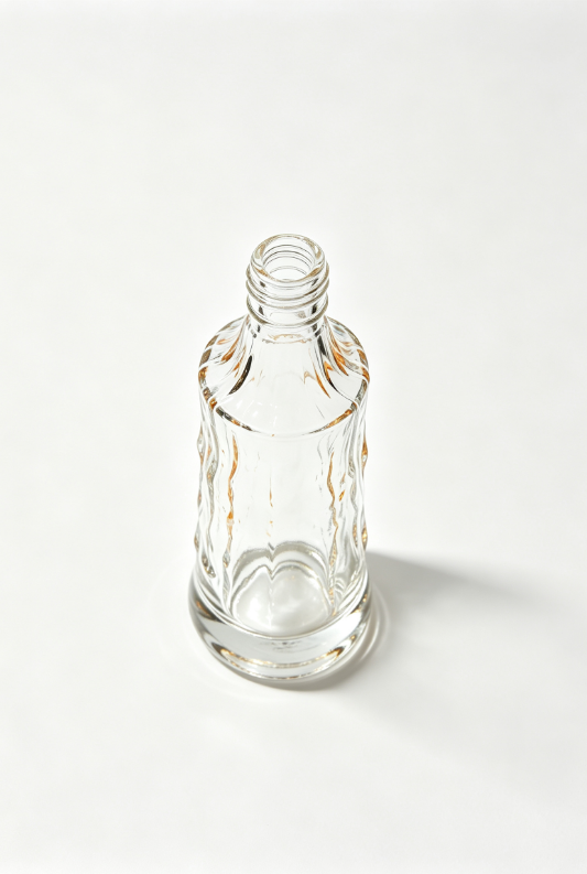 200ml volcanic lava column empty rum glass bottle with threaded neck
