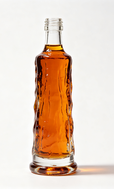 200ml volcanic lava column empty rum glass bottle with threaded neck