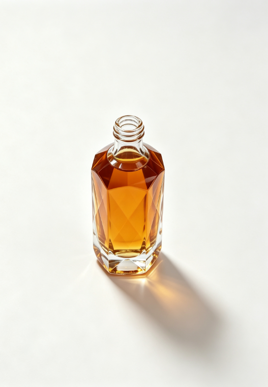 200ml amber crystal column empty brandy glass bottle with threaded neck