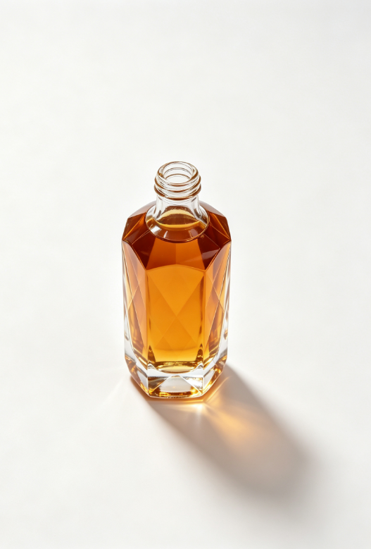 200ml amber crystal column empty brandy glass bottle with threaded neck