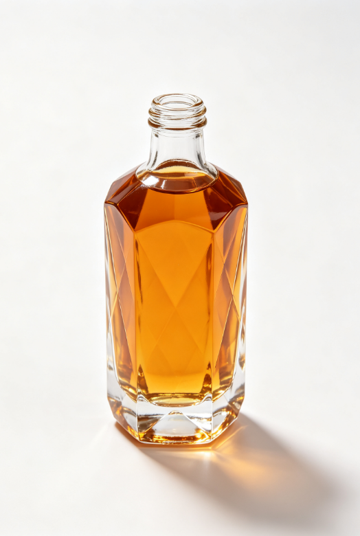 200ml amber crystal column empty brandy glass bottle with threaded neck