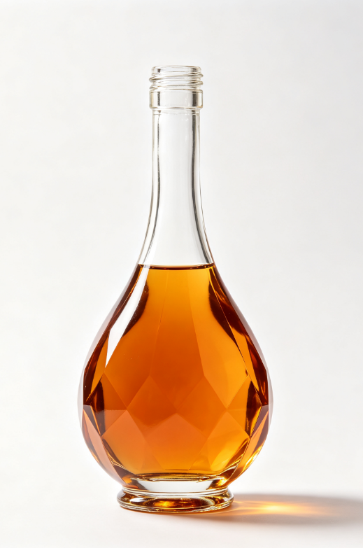 750ml swan neck amber drop empty brandy glass bottle with threaded neck