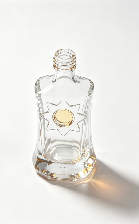 750ml Amber Star Ring Empty Brandy Glass Bottle With Threaded Neck | Premium Luxury Spirit Bottle