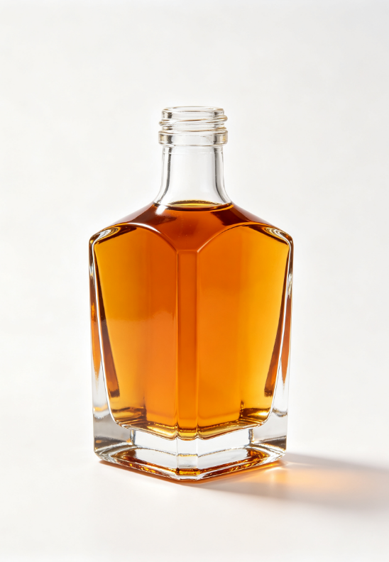750ml amber crystal shield empty brandy glass bottle with threaded neck