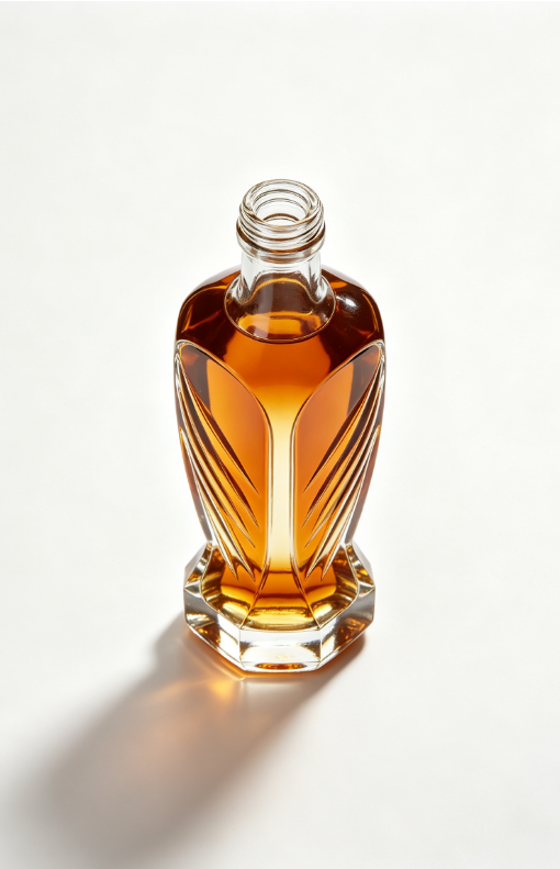 750ml amber wing-shaped empty brandy glass bottle with threaded neck