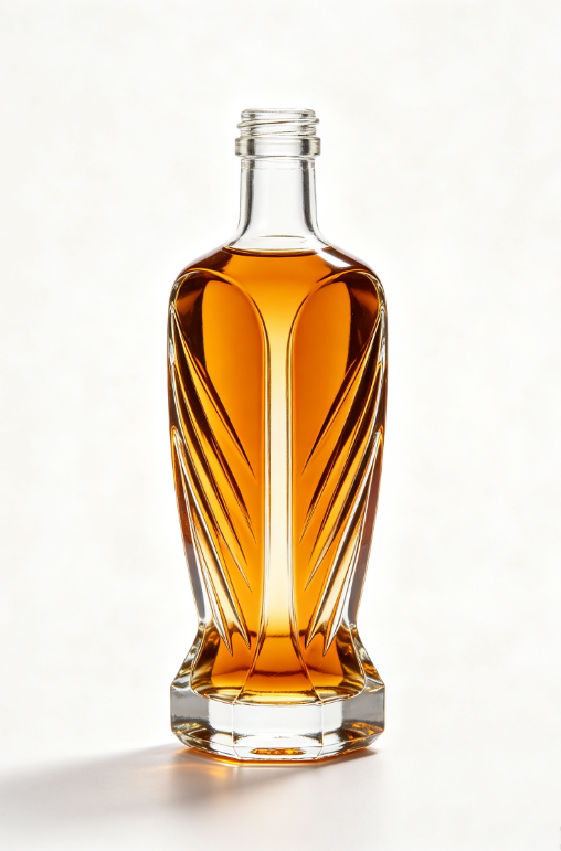 750ml amber wing-shaped empty brandy glass bottle with threaded neck