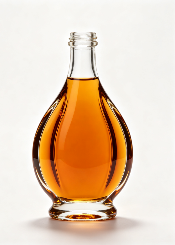 200ml amber crystal‑arc empty brandy glass bottle with threaded neck