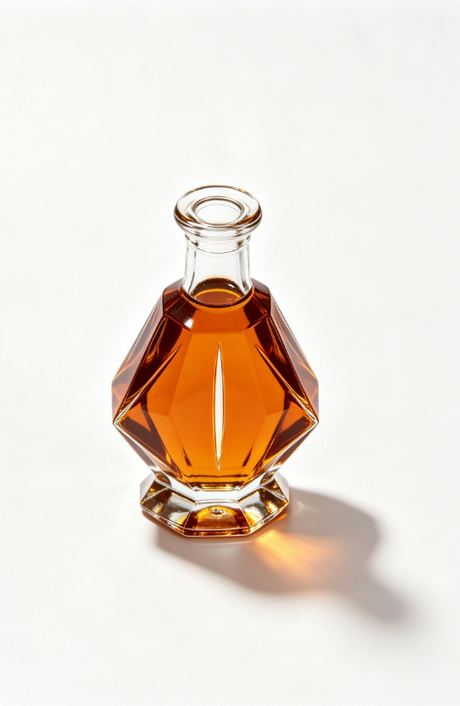 1000ml amber facet-cut empty brandy glass bottle with threaded neck