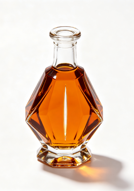 1000ml amber facet-cut empty brandy glass bottle with threaded neck