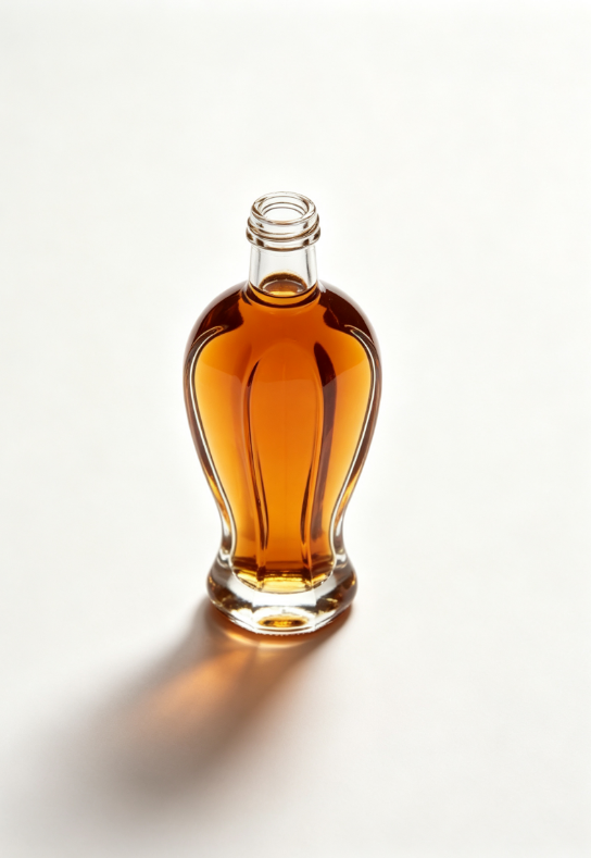 1000ml amber wing-shaped empty brandy glass bottle with threaded neck