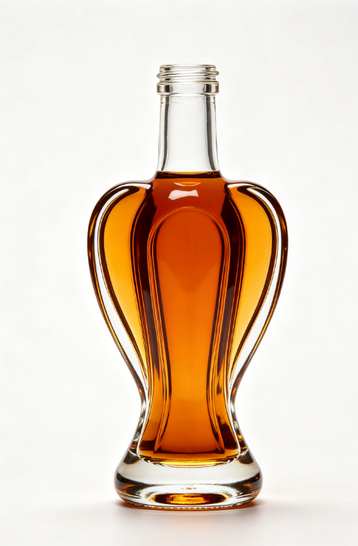 1000ml amber wing-shaped empty brandy glass bottle with threaded neck
