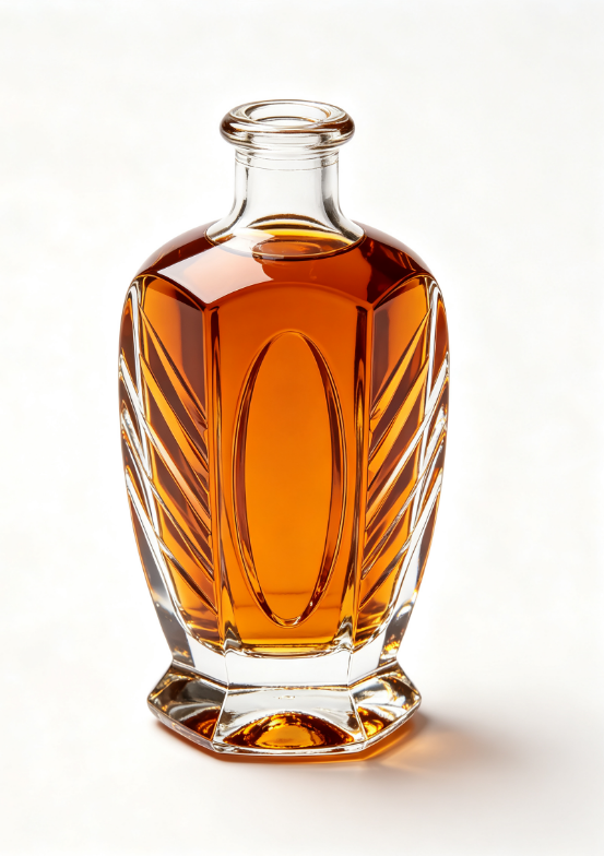 1000ml amber crystal arc empty brandy glass bottle with threaded neck