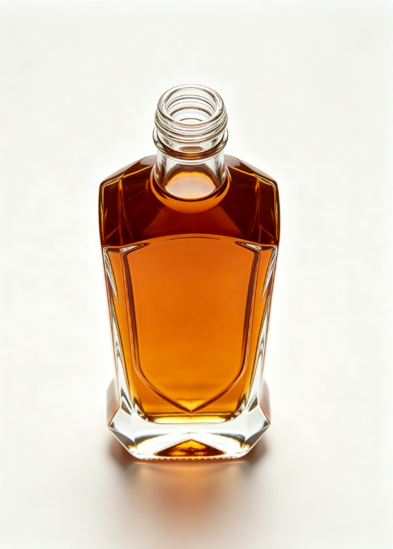 Empty Rum Glass Bottle With Threaded Neck