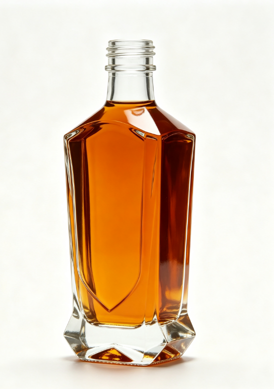 Empty Rum Glass Bottle With Threaded Neck