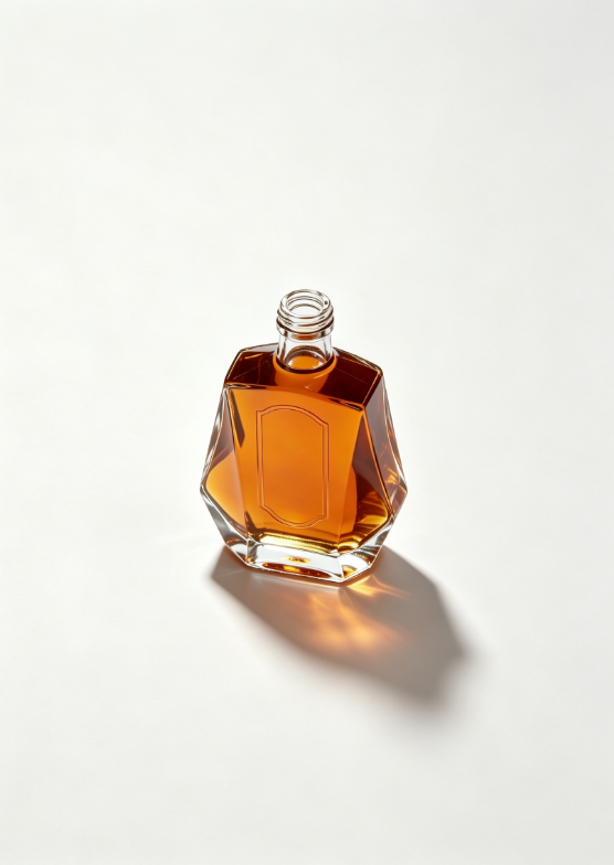 200ml Stone Axe Cut Empty Rum Glass Bottle With Threaded Neck | Wedge Faceted Spirit Bottle