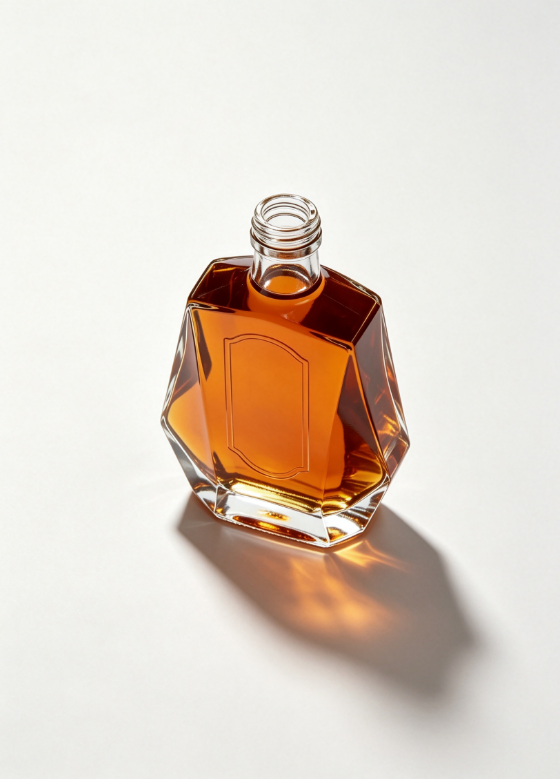 200ml Stone Axe Cut Empty Rum Glass Bottle With Threaded Neck | Wedge Faceted Spirit Bottle
