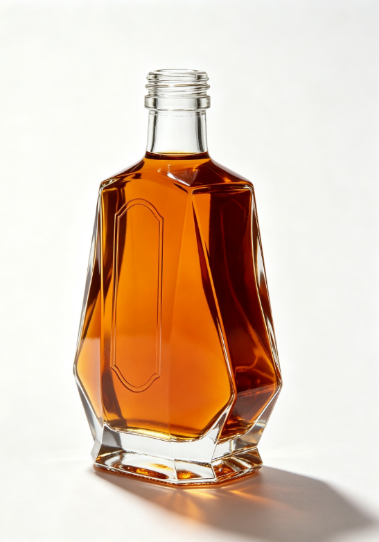 200ml Stone Axe Cut Empty Rum Glass Bottle With Threaded Neck | Wedge Faceted Spirit Bottle