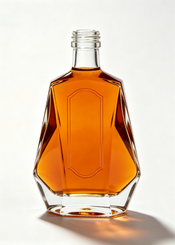 200ml Stone Axe Cut Empty Rum Glass Bottle With Threaded Neck | Wedge Faceted Spirit Bottle
